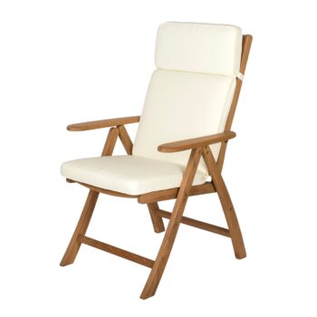 Solid Teak Reclining Armchair with Cream Cushion