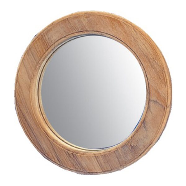 Teak Round Mirror 27cm