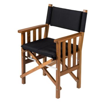 Teak Directors Chair II with Black Cushion