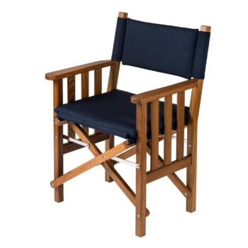 Teak Directors Chair II with Navy Cushion