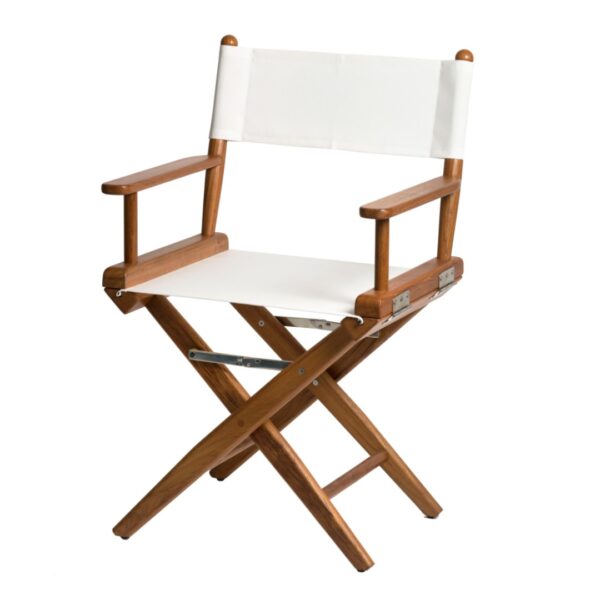 Teak Directors Chair with White Canvas