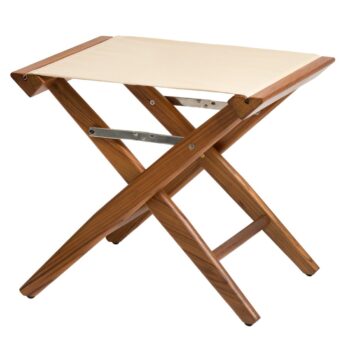 Teak Directors Stool with Beige Canvas