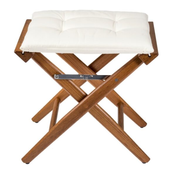 Teak Directors Stool with Cream Cushion