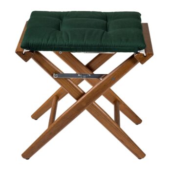 Teak Directors Stool with Green Cushion