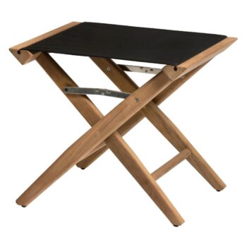 Teak Directors Stool with Black Canvas