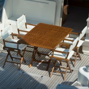 Solid Teak Folding Table Oiled San Remo and Directors Chairs