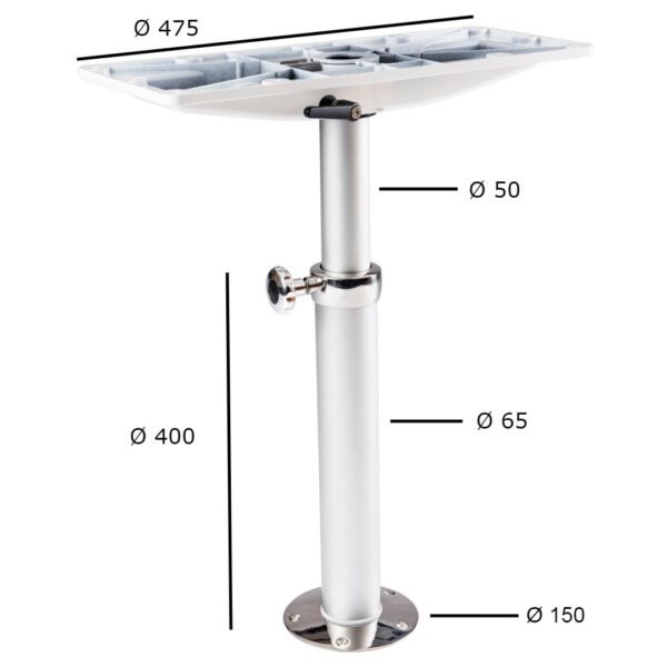 Telescopic Table Leg with Measurements