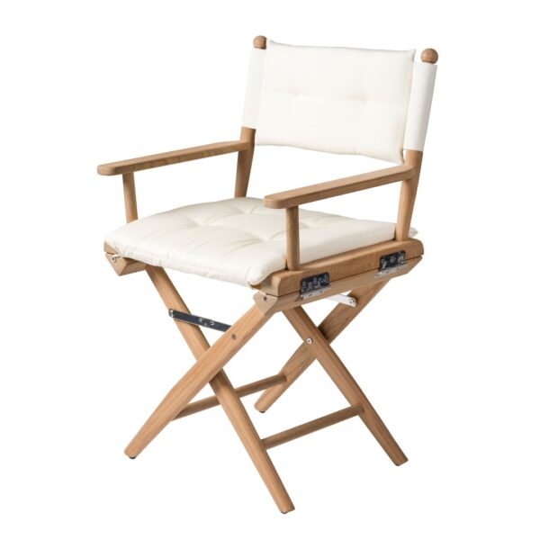 Solid Teak Directors Chair Un Oiled Cream Cushion