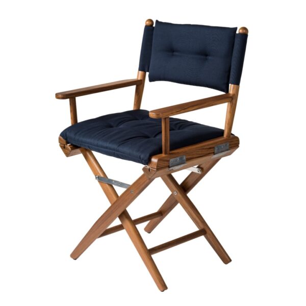 Teak Directors Chair with Navy Cushion