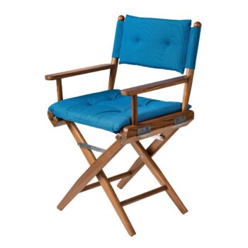 Teak Directors Chair with Forza Blue Cushion