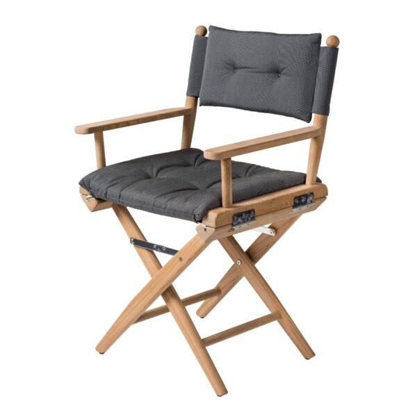 Solid Teak Directors Chair Un Oiled Forza Black Cushion