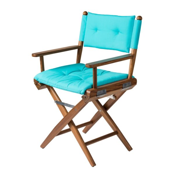 Teak Directors Chair with Aqua Cushion