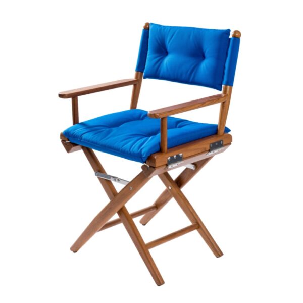 Teak Directors Chair with Cobalt Cushion