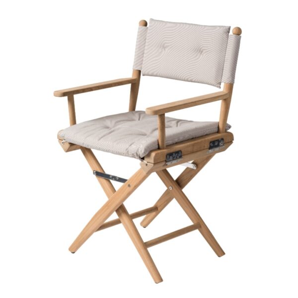 Solid Teak Directors Chair Un Oiled Forza Sand Cushion