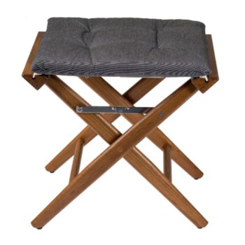 Teak Directors Stool with Forza Charcoal Cushion