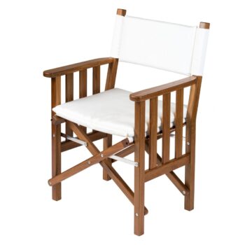 Teak Directors Chair II with White Cushion