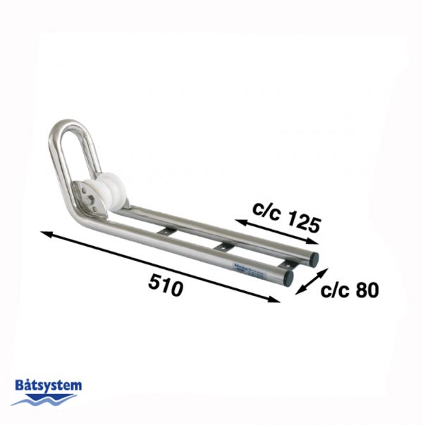 An anchor holder with arrows across each side showing the measurements.