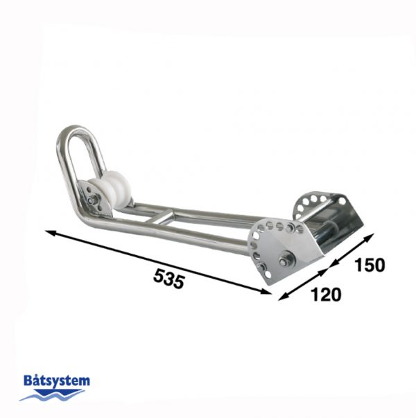 An anchor holder with arrows and measurements across each side.