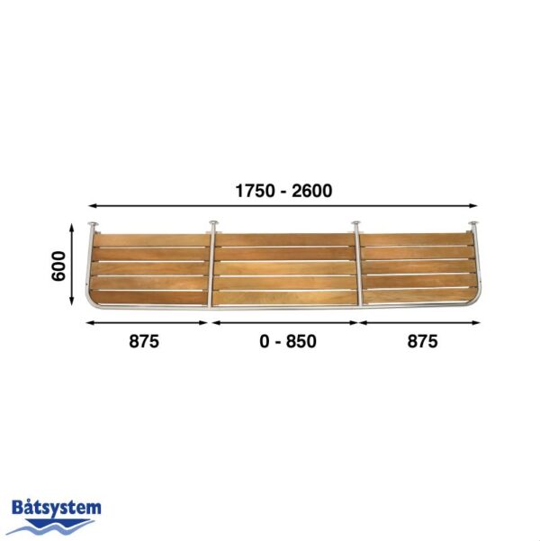 2.6 metre adjustable teak stern platform