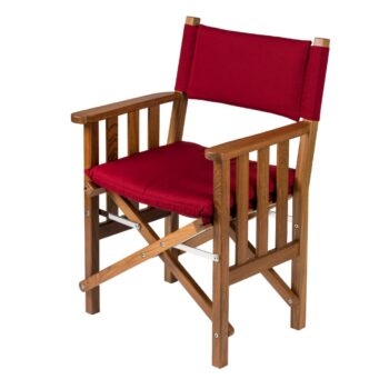 Teak Directors Chair II with Claret Cushion