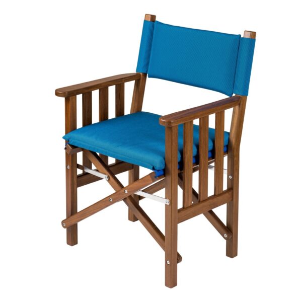 Teak Directors Chair II with Forza Blue Cushion