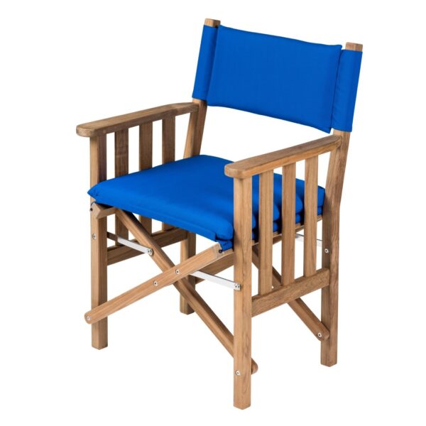 Teak Directors Chair II with Cobalt Cushion