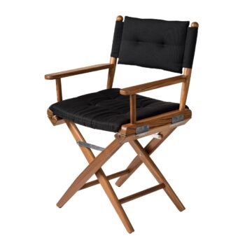 Solid Teak Directors Chair with Black Cushion