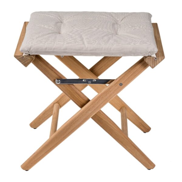 Solid Teak Directors Stool Un-Oiled - Forza Sand Cushion