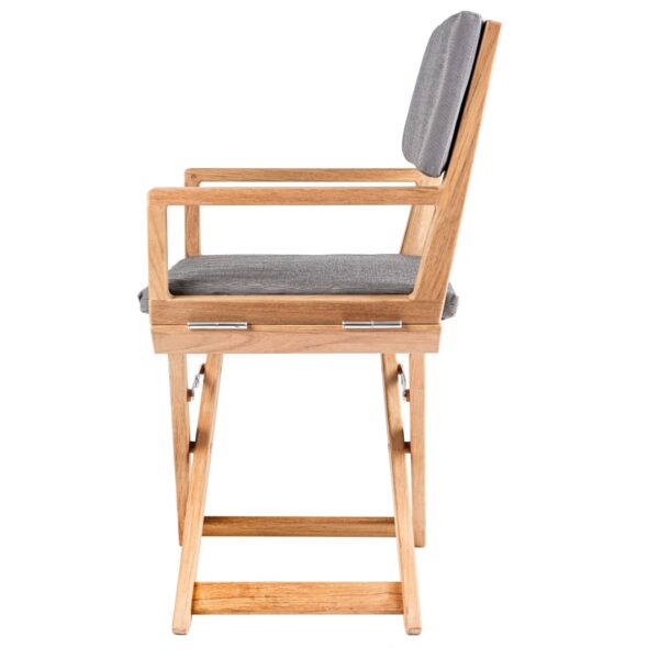 Solid Teak Edge Directors Chair Un-Oiled - Forza Black Cushion 2