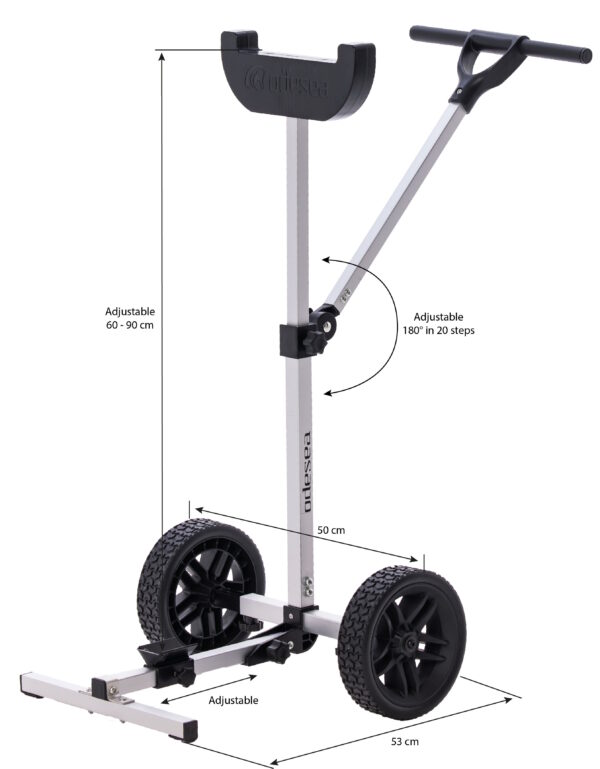 Trolley uitgeklapt met afmetingen scaled